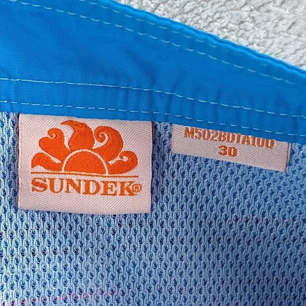 Sundek Board Shorts Mens 30 Blue Nylon Mesh Lined Swim Trunks Surf Beach Pool